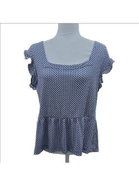LOFT Monochrome Checkered Blouse